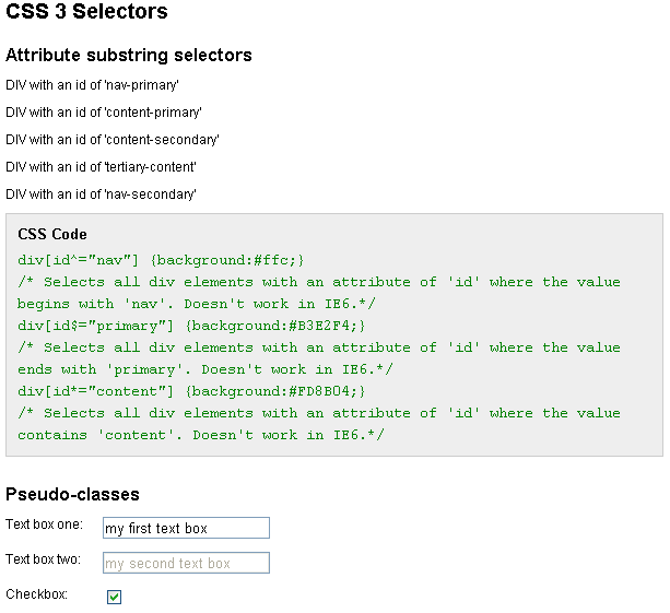 CSS 3 - IE 6 styling