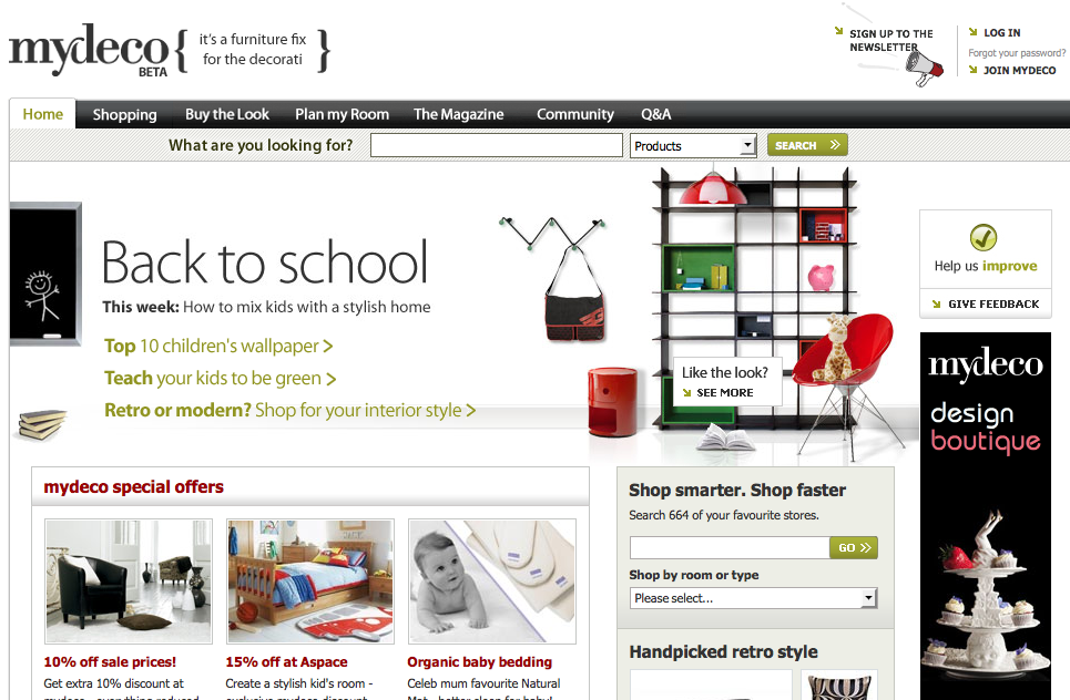 MyDeco homepage