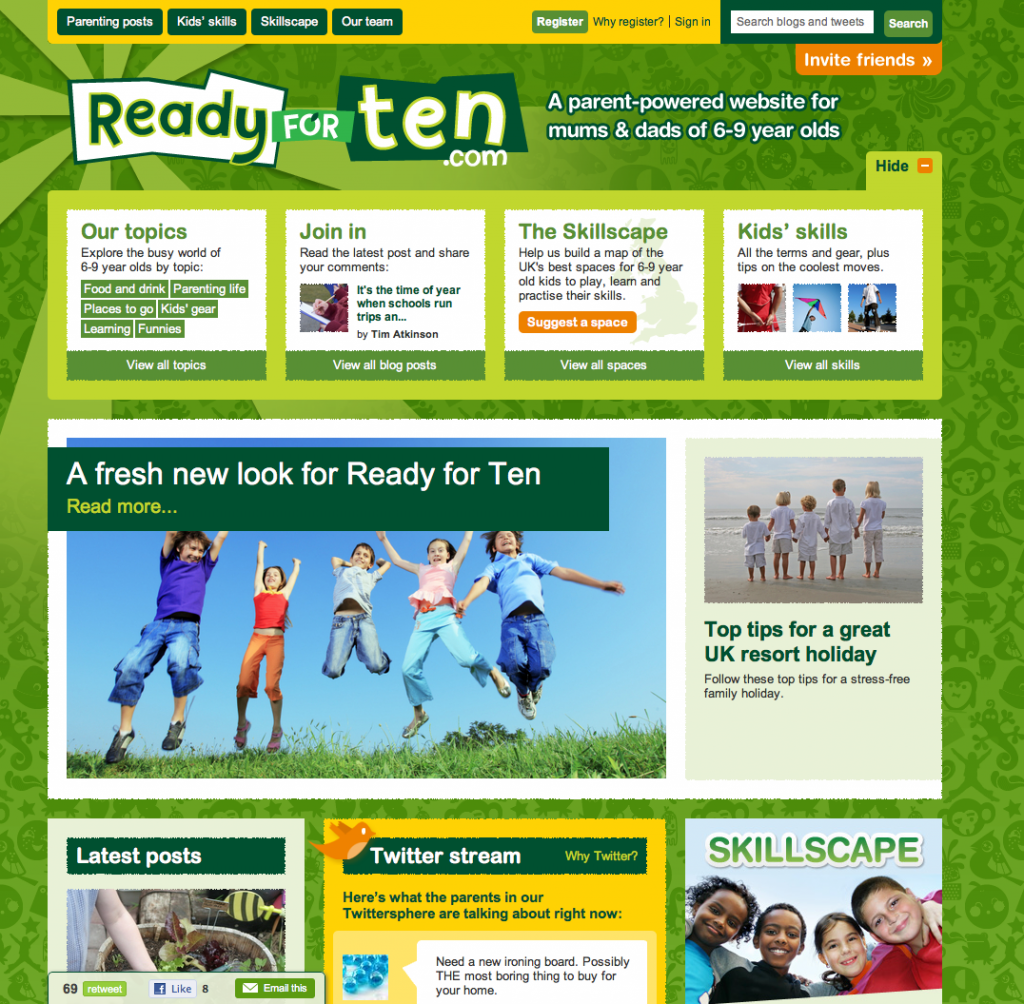 Ready for Ten homepage