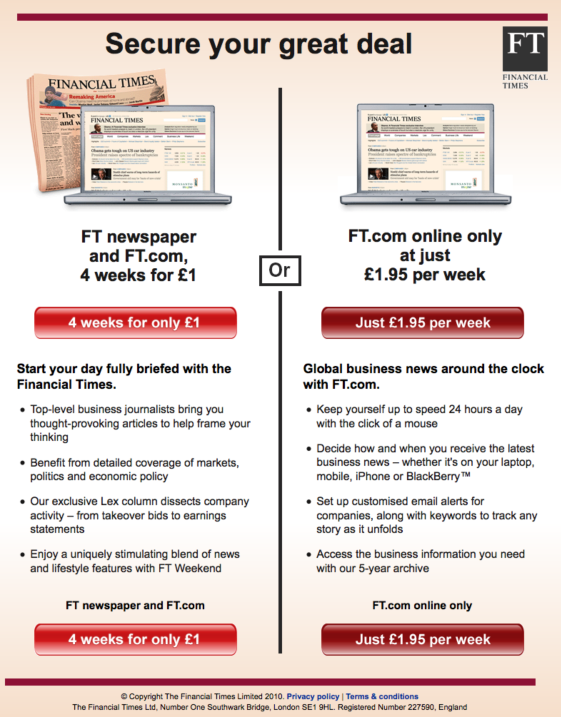 FT subscription ad